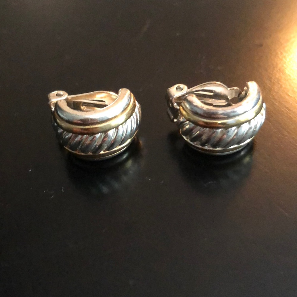 Silver and Gold Cable Clip On Earrings